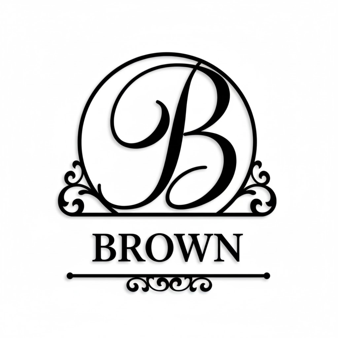 Split Monogram Metal Wall Sign – Personalized Family Name Initial (A–Z Letters)