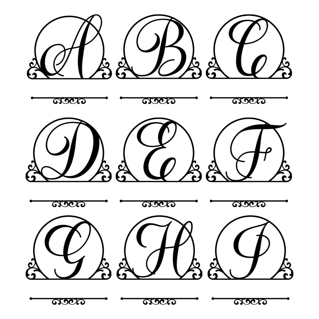 Split Monogram Metal Wall Sign – Personalized Family Name Initial (A–Z Letters)
