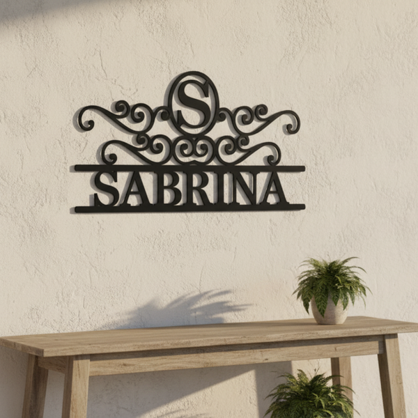 Custom Monogram Metal Wall Sign – Personalized Laser-Cut Name Sign (A–Z Initials)
