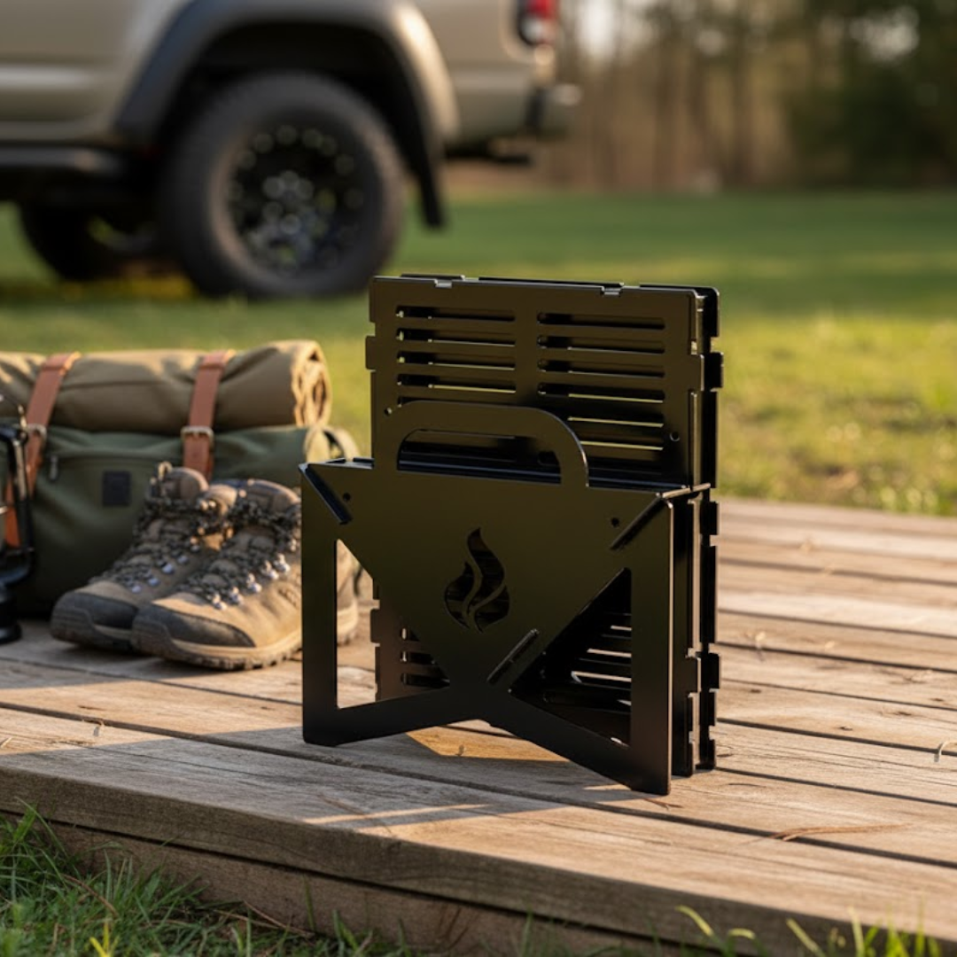 Collapsible Metal Fire Pit BBQ Grill – Portable Foldable Outdoor Design