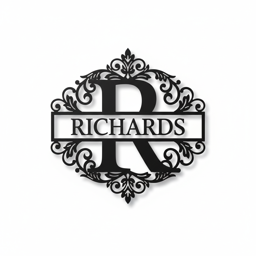 Custom Metal Family Split Letter Monogram Wall Art | Elegant Home Décor | Indoor Outdoor