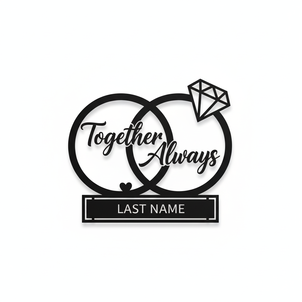 Custom Metal Eternal Rings Wall Art | Personalized Wedding & Couple Décor | Indoor Outdoor