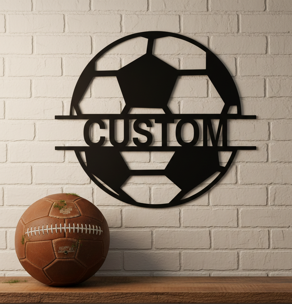 Custom Soccer Ball Monogram – Personalized Metal Wall Art