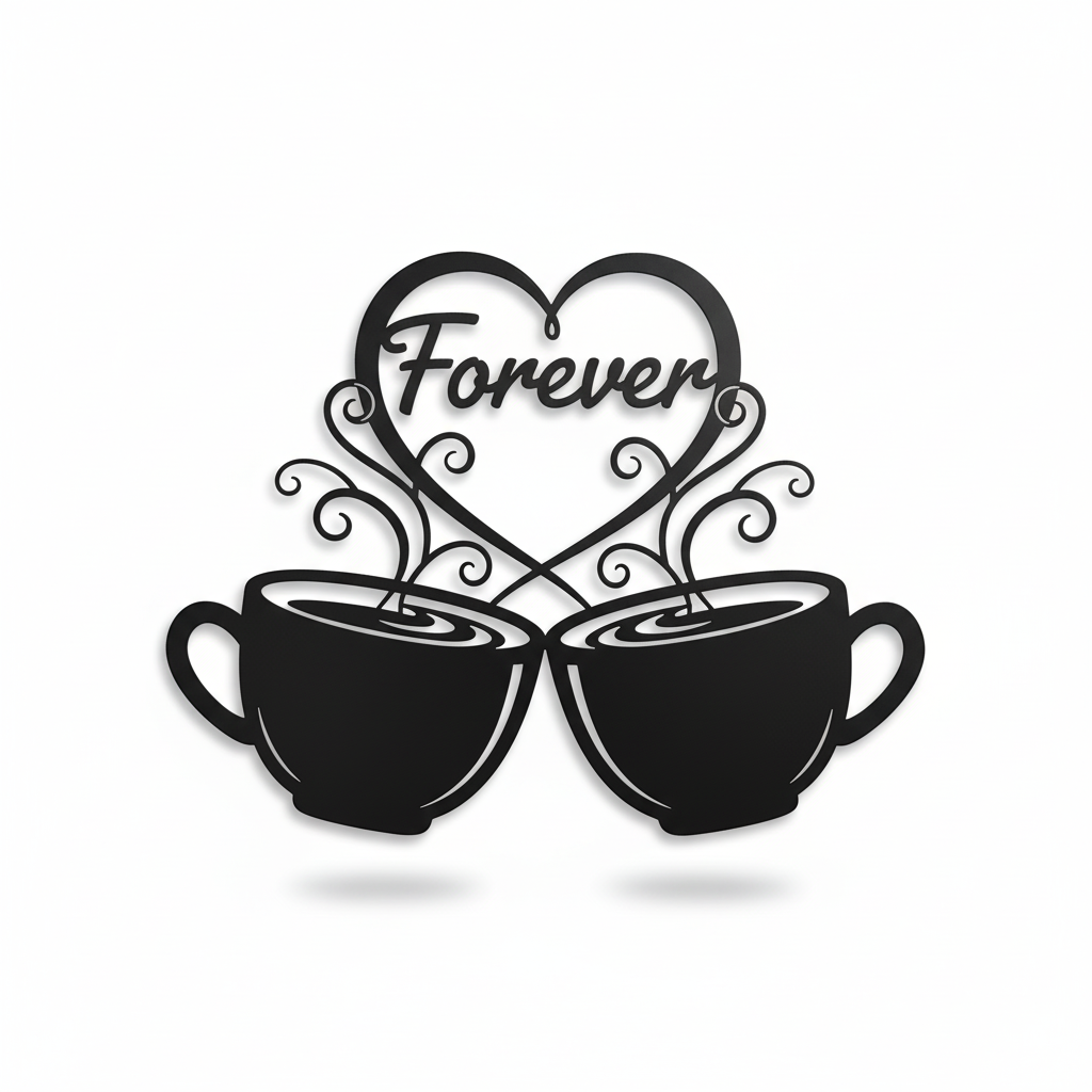 Custom Metal Coffee Together Wall Art | Romantic Café-Inspired Décor | Indoor Outdoor