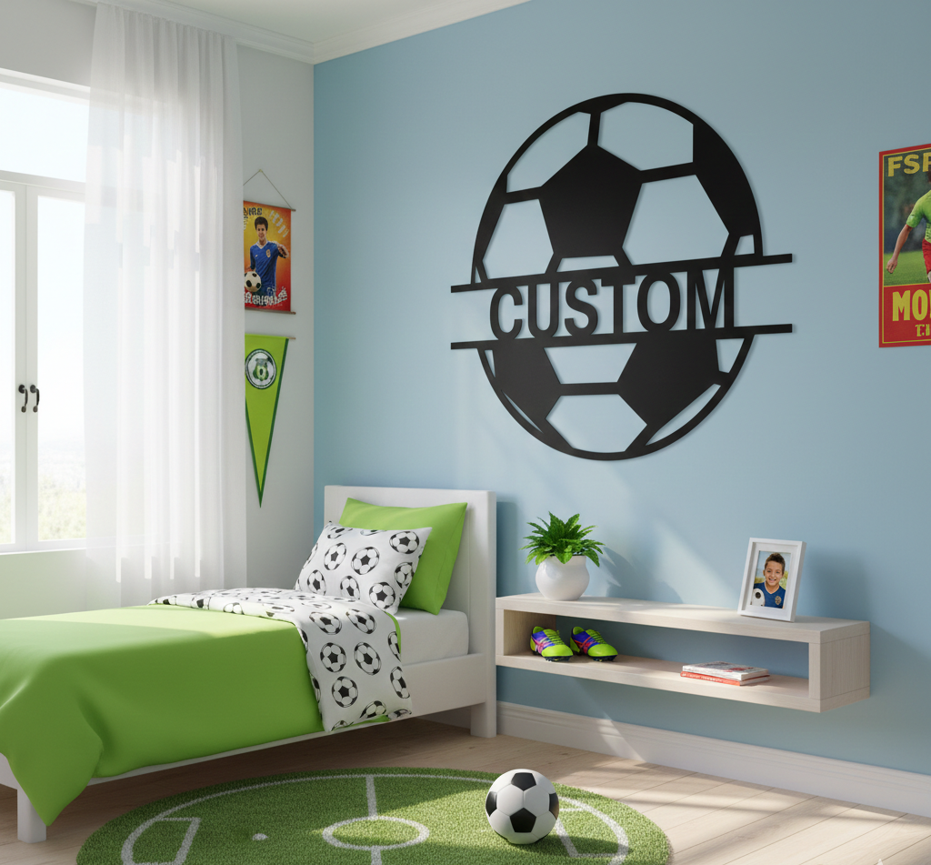 Custom Soccer Ball Monogram – Personalized Metal Wall Art