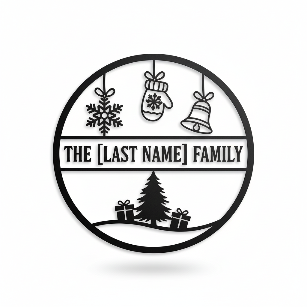 Custom Metal Winter Wonderland Family Wall Art | Personalized Holiday Décor | Indoor Outdoor | Up to 46″