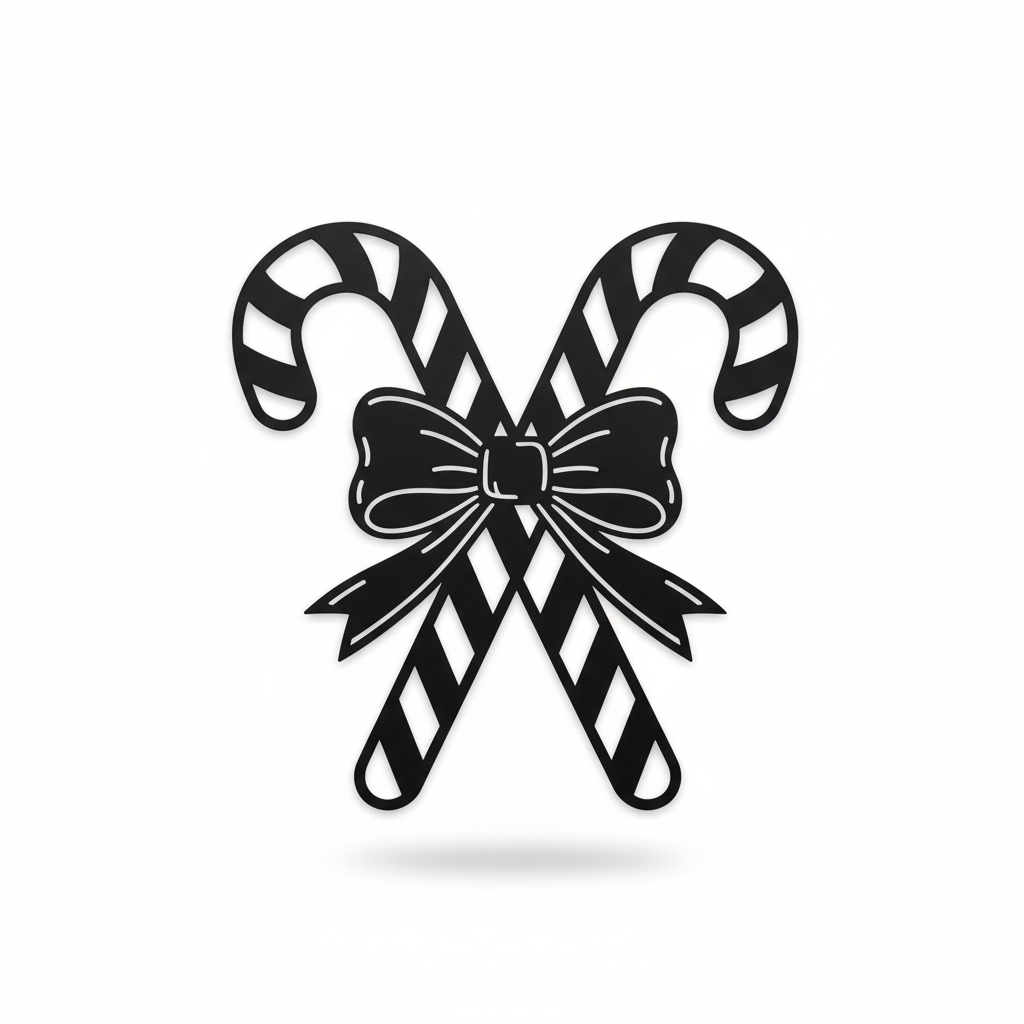 Custom Metal Festive Candy Duo Wall Art | Holiday Bow Décor | Indoor Outdoor | Up to 46″