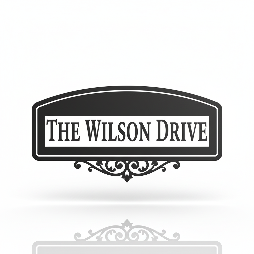 Custom Driveway Name Sign | Elegant Scroll Metal Address Plaque | Personalized Family Driveway Sign | Outdoor Weatherproof