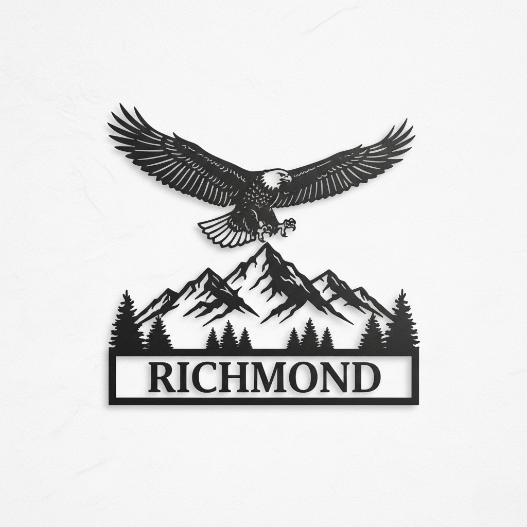 Custom Metal Eagle Ridge Wildlife Monogram Wall Art | Rustic Mountain Cabin Decor | Indoor Outdoor | Up to 46″