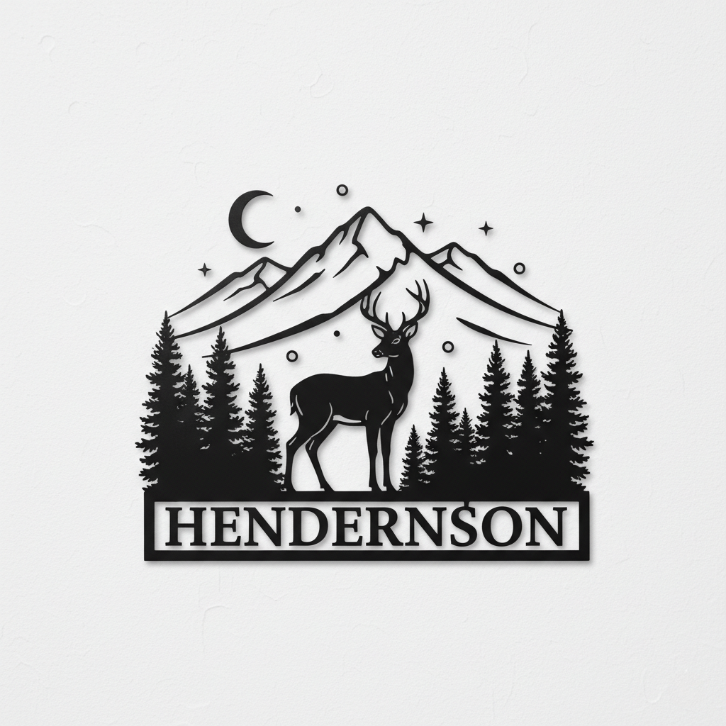 Custom Metal Deer Forest Monogram Wall Art | Rustic Wilderness Design | Indoor Outdoor